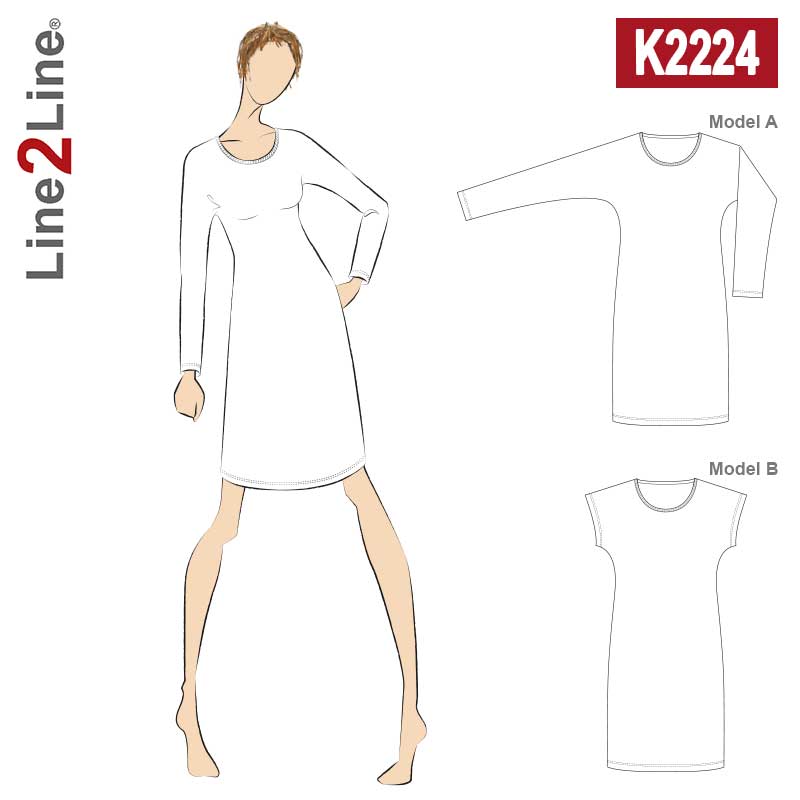 Line2Line K2224 Flagermus kjole - KreStoffer