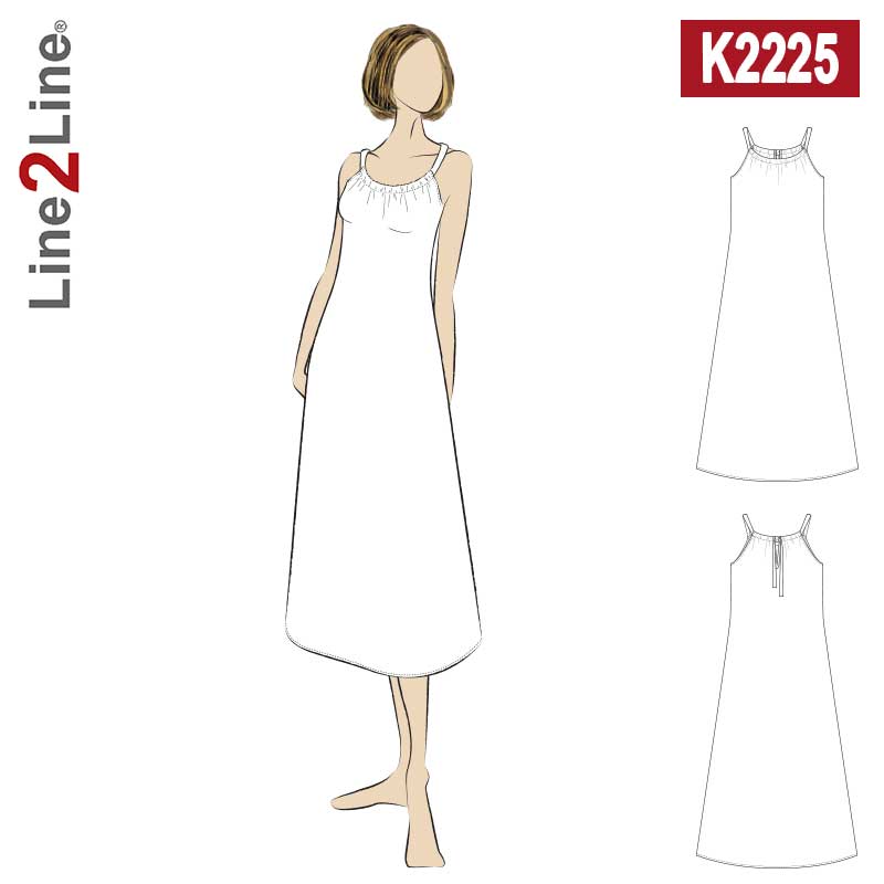 Line2Line K2225 Stropkjole med løbegang ved halsen - KreStoffer