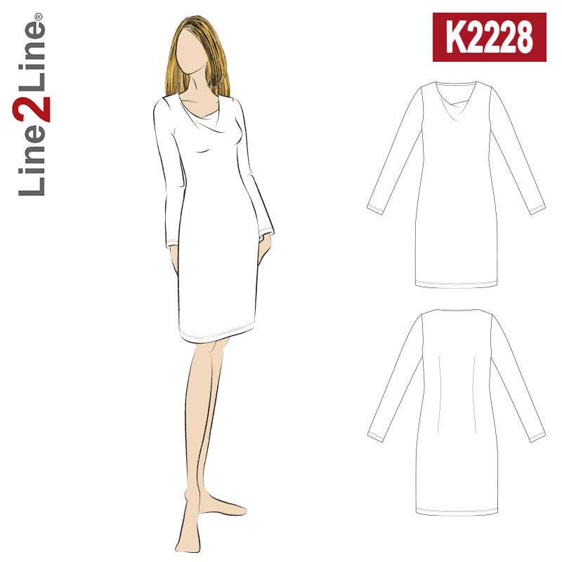 Line2Line K2228 Vandfaldskjole - KreStoffer