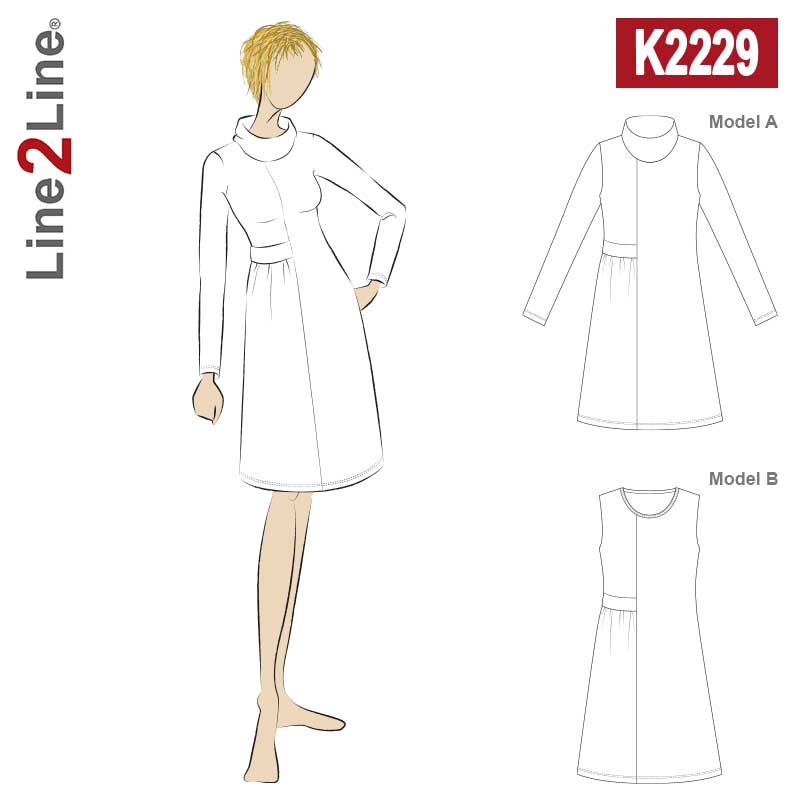 Line2Line K2229 Kjole med asymmetrisk bælteeffekt - KreStoffer