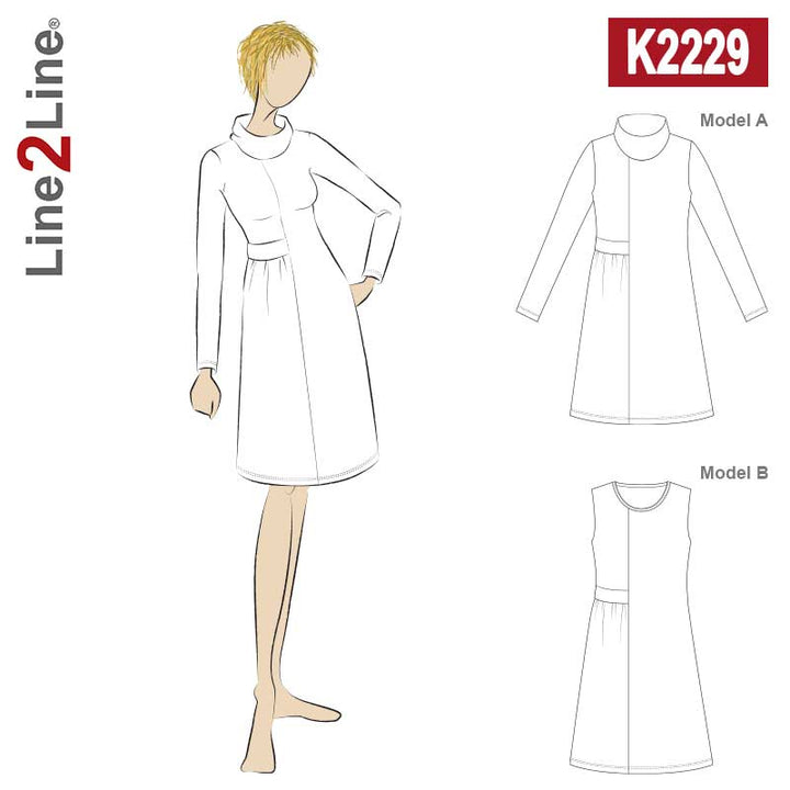 Line2Line K2229 Kjole med asymmetrisk bælteeffekt