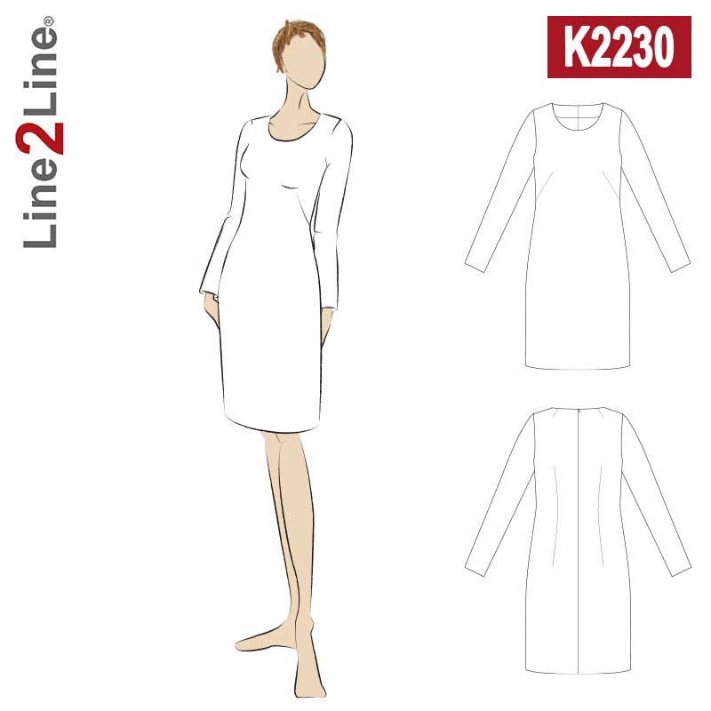 Line2Line K2230 Kjole med skrå brystindsnit - KreStoffer
