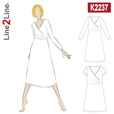 Line2Line K2237 Taljeskåret kjole med slå-om effekt - KreStoffer