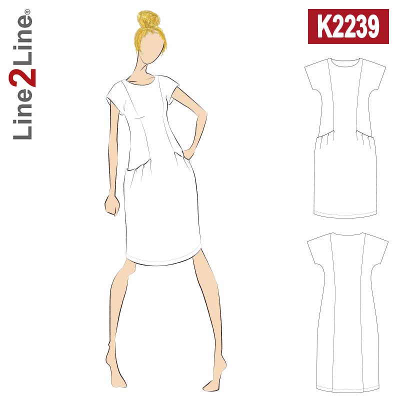 Line2Line K2239 Kjole med læglommer til fast stof - KreStoffer
