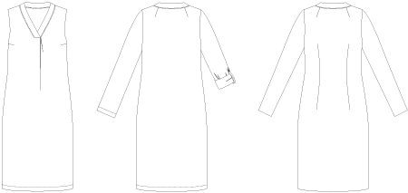 Line2Line K2245 Skjortekjole med læg og v-hals - KreStoffer