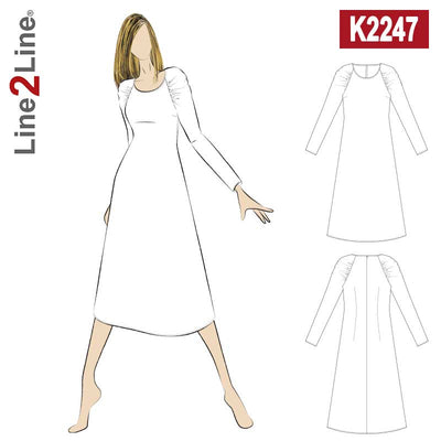 Line2Line K2247 Kjole med rynket raglanærme - KreStoffer