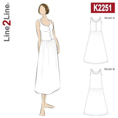 Line2Line K2251 Tank top kjole med rynk - KreStoffer