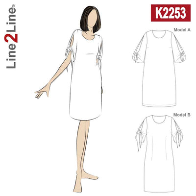 Line2Line K2253 Kjole med bindeærmer - KreStoffer