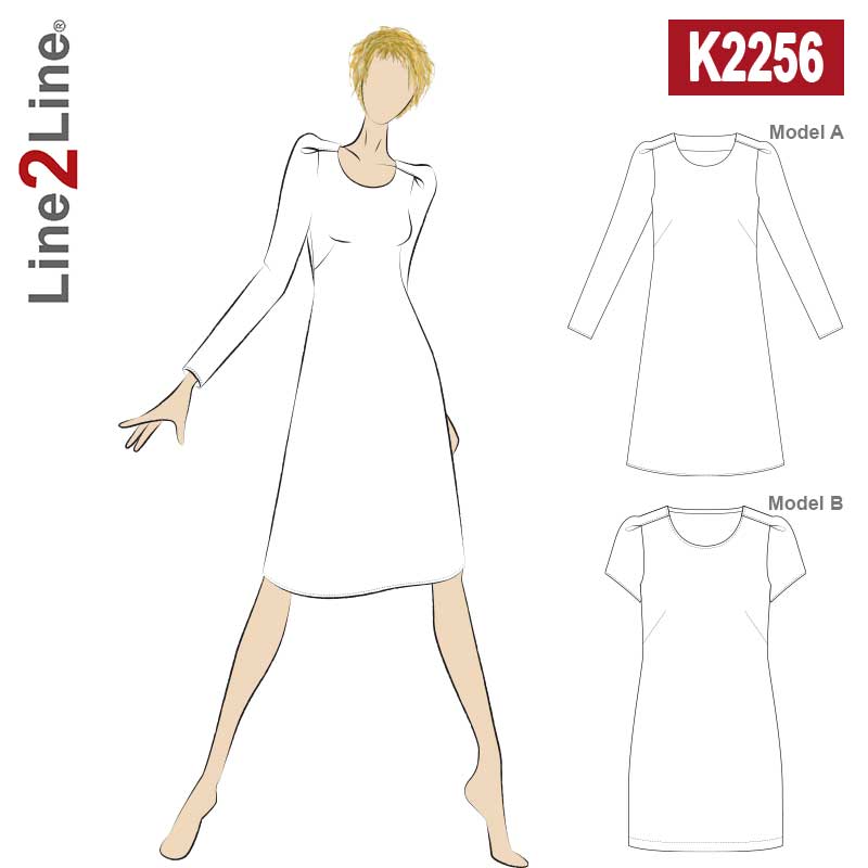 Line2Line K2256 Kjole med epaulette ærmer - KreStoffer
