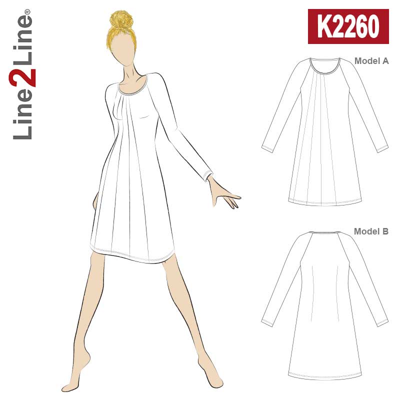 Line2Line K2260 Raglan kjole med kiler