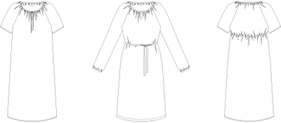 Line2Line K2262 Raglan kjole med rynk og elastik - KreStoffer