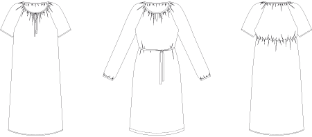 Line2Line K2262 Raglan kjole med rynk og elastik - KreStoffer