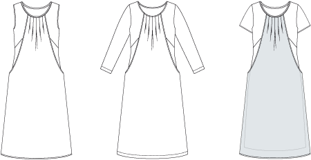 Line2Line K2265 Dobbelt kjole med wienerlæg - KreStoffer