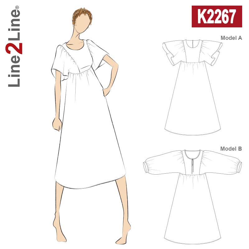 Line2Line K2267 Empirekjole med store ærmer
