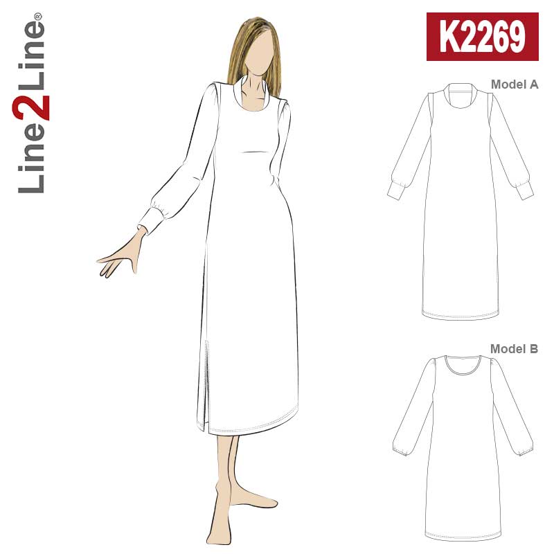 Line2Line K2269 Kjole med vingepufærme og krave - KreStoffer