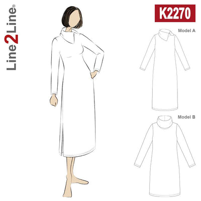 Line2Line K2270 Kjole med stor krave - KreStoffer