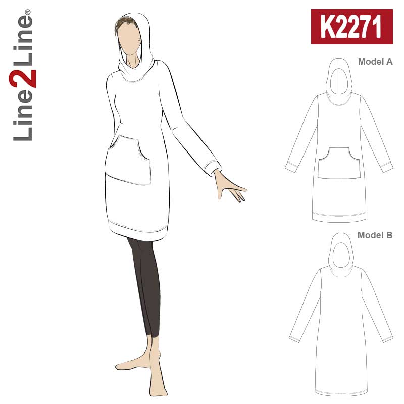 Line2Line K2271 Hættekjole med kængurulomme