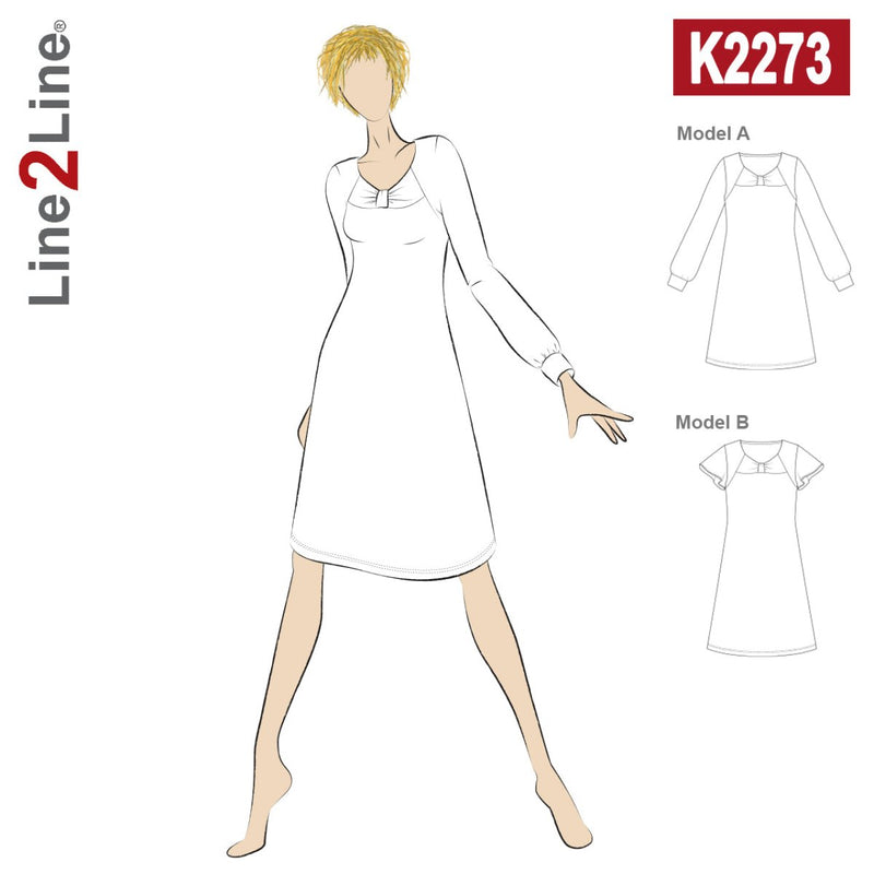 Line2Line K2273 Kjole med knudeeffekt og vidde - KreStoffer