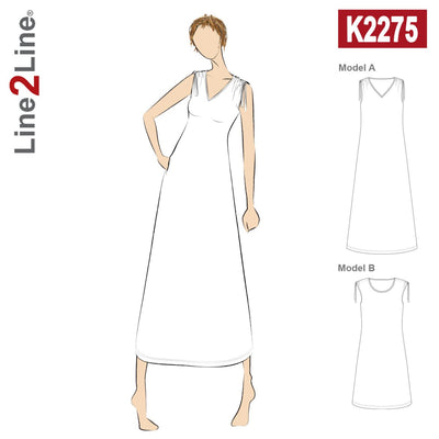 Line2Line K2275 Kjole med rynkeeffekt på skulderen - KreStoffer
