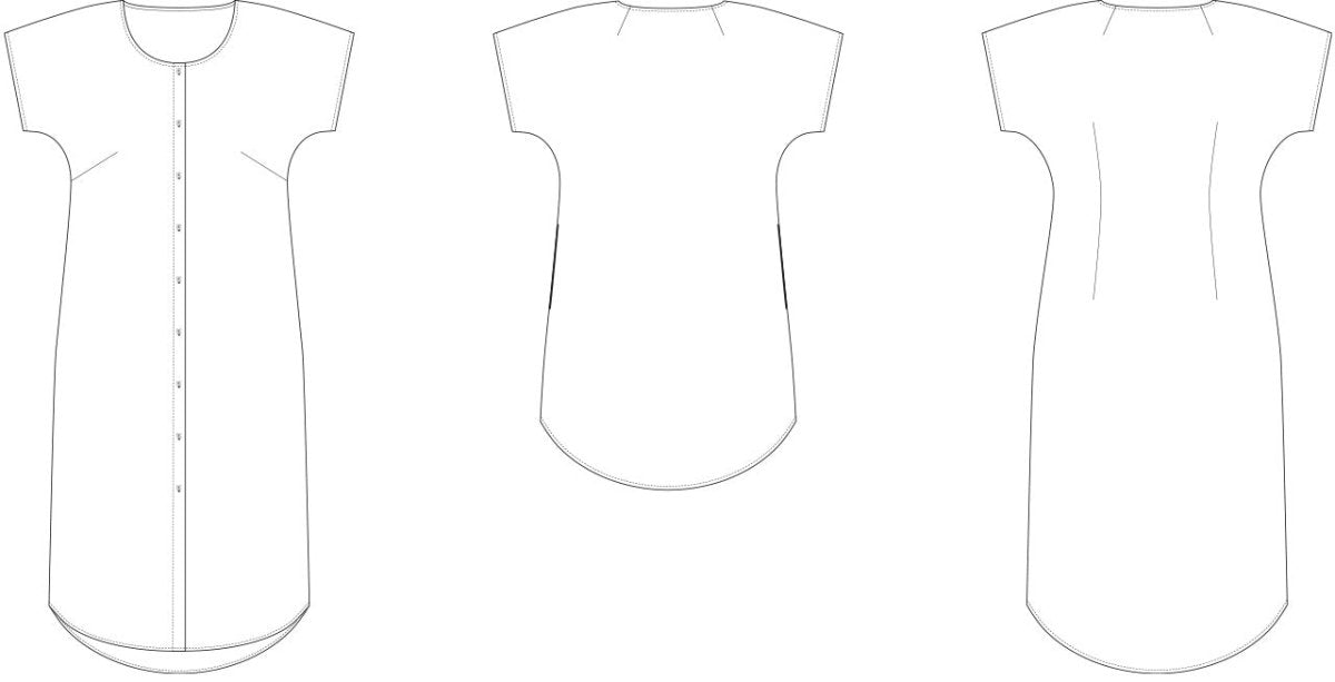 Line2Line K2276 PLUS SIZE Kjole med knaplukning og lommer