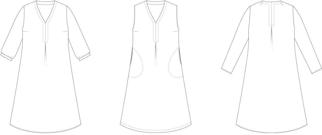 Line2Line K2277 PLUS SIZE Kjole med wienerlæg og V-hals