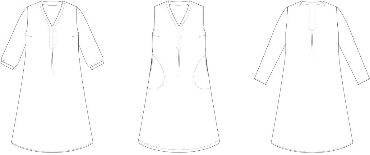 Line2Line K2277 PLUS SIZE Kjole med wienerlæg og V-hals