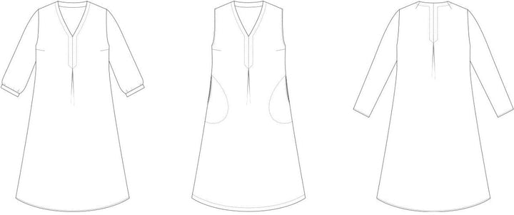 Line2Line K2277 PLUS SIZE Kjole med wienerlæg og V-hals