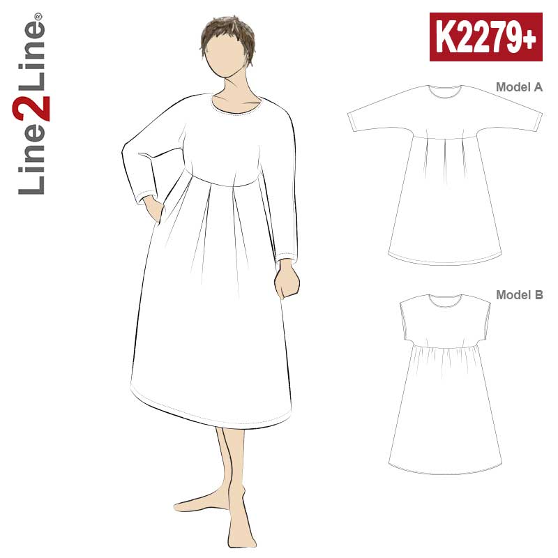 Line2Line K2279 PLUS SIZE Flagermuskjole med wienerlæg og rynk