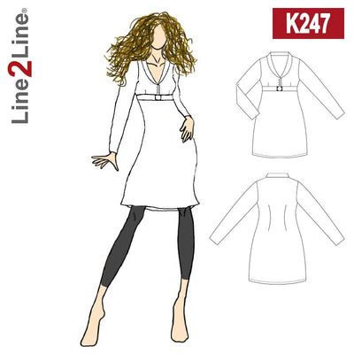 Line2Line K247 Kjole med sjalskrave / overfald - KreStoffer