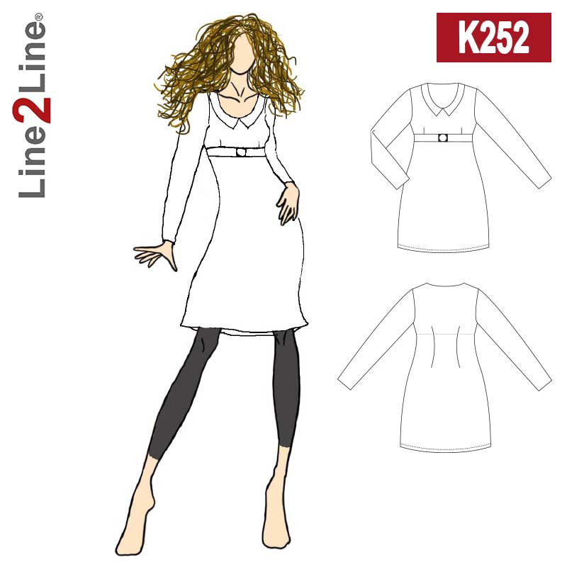 Line2Line K252 Kjole med rund hals og krave - KreStoffer