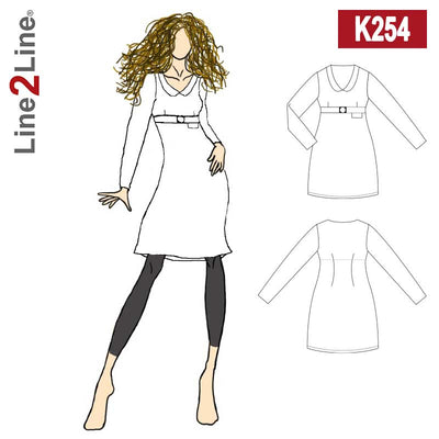 Line2Line K254 Kjole med V-hals & krave - KreStoffer