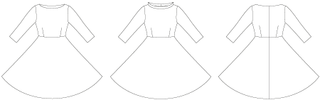 Line2Line K263 Taljeskåret kjole med vidde og bådhals, fast - KreStoffer