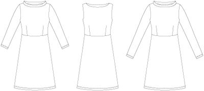 Line2Line K266 Taljeskåret kjole med bådhals - KreStoffer