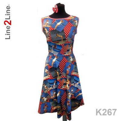 Line2Line K267 Taljeskåret kjole med vidde og bådhals - KreStoffer