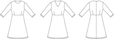 Line2Line K268 Taljeskåret kjole med rund/V-hals, stræk - KreStoffer