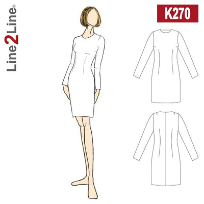Line2Line K270 Tætsiddende klassisk kjole - KreStoffer