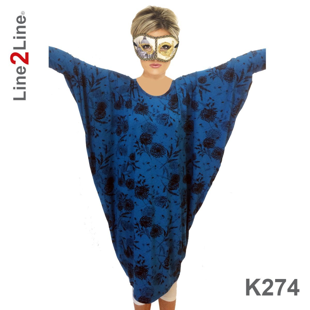 Line2Line K274 Kjole med vandfaldseffekt i siderne