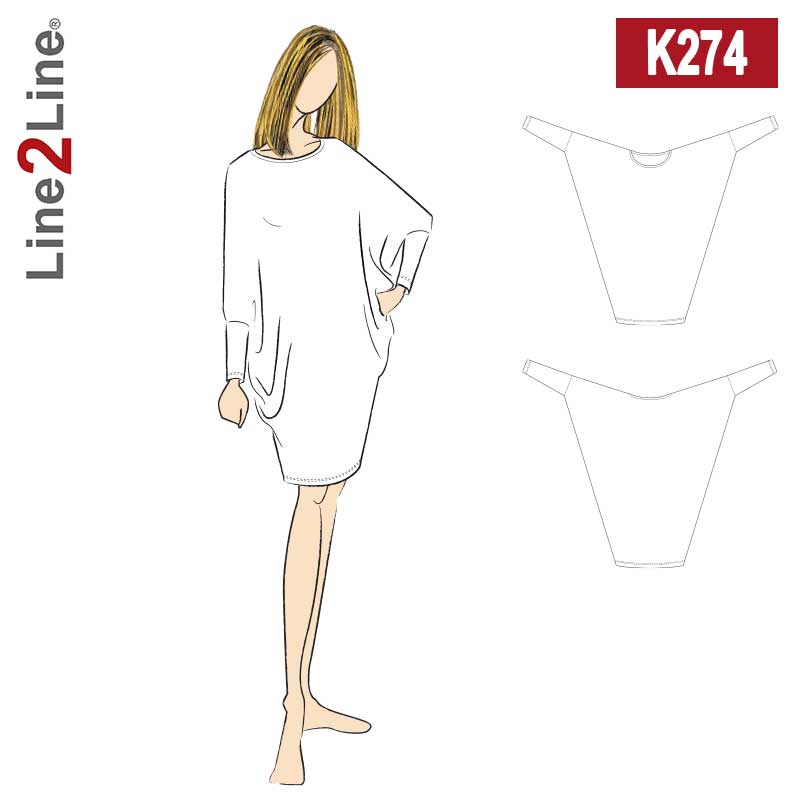 Line2Line K274 Kjole med vandfaldseffekt i siderne