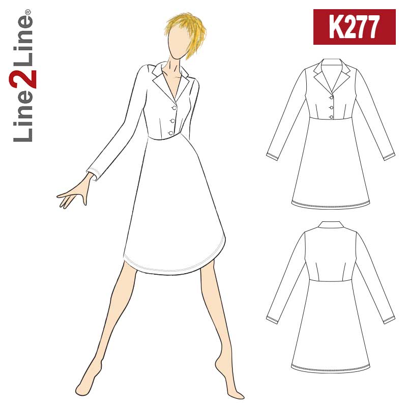 Line2Line K277 Taljeskåret kjole med revers