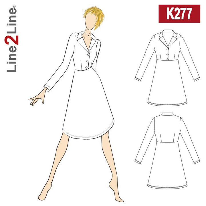 Line2Line K277 Taljeskåret kjole med revers
