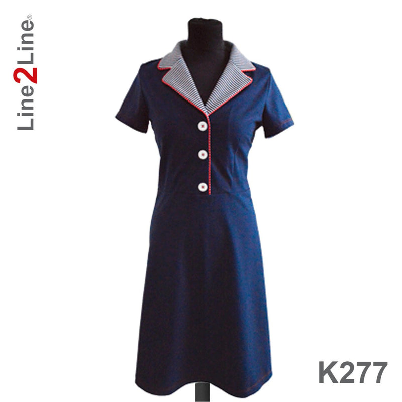 Line2Line K277 Taljeskåret kjole med revers - KreStoffer