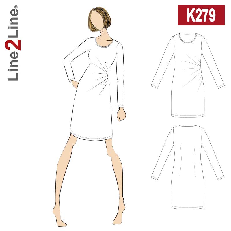 Line2Line K279 Kjole med rynk i den ene side - KreStoffer