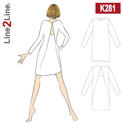 Line2Line K281 Kjole med læg og hul i ryggen - KreStoffer