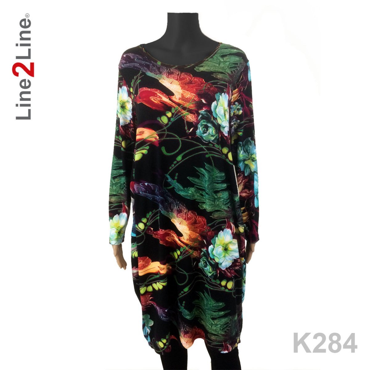 Line2Line K284 Kjole med ballonfacon og lommer