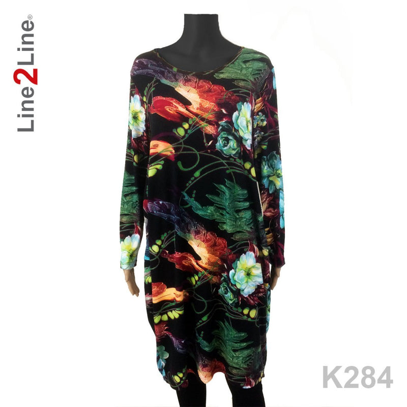 Line2Line K284 Kjole med ballonfacon og lommer - KreStoffer
