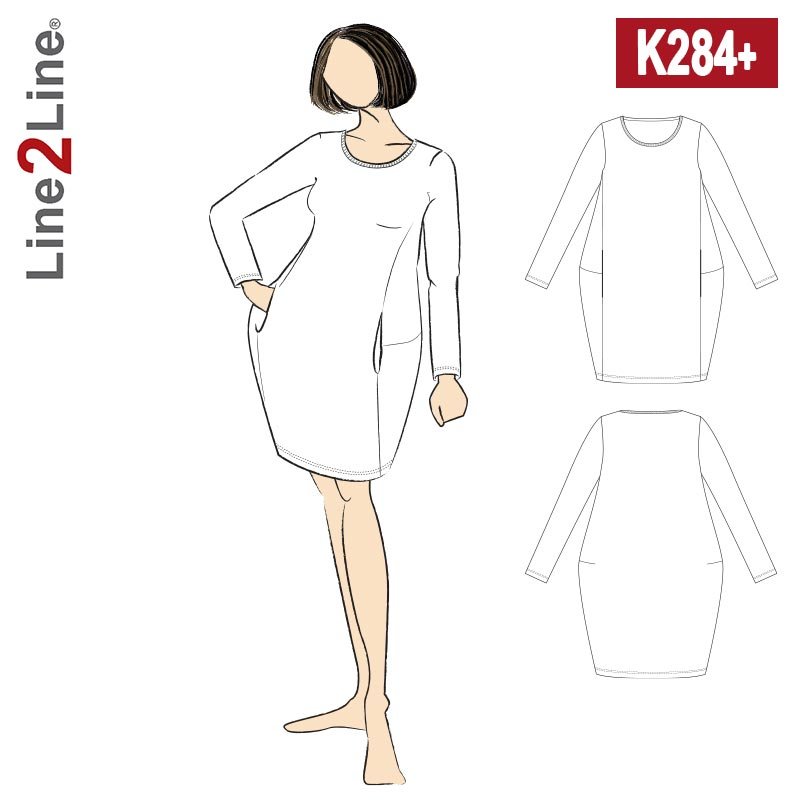 Line2Line K284 Kjole med ballonfacon og lommer PLUS SIZE