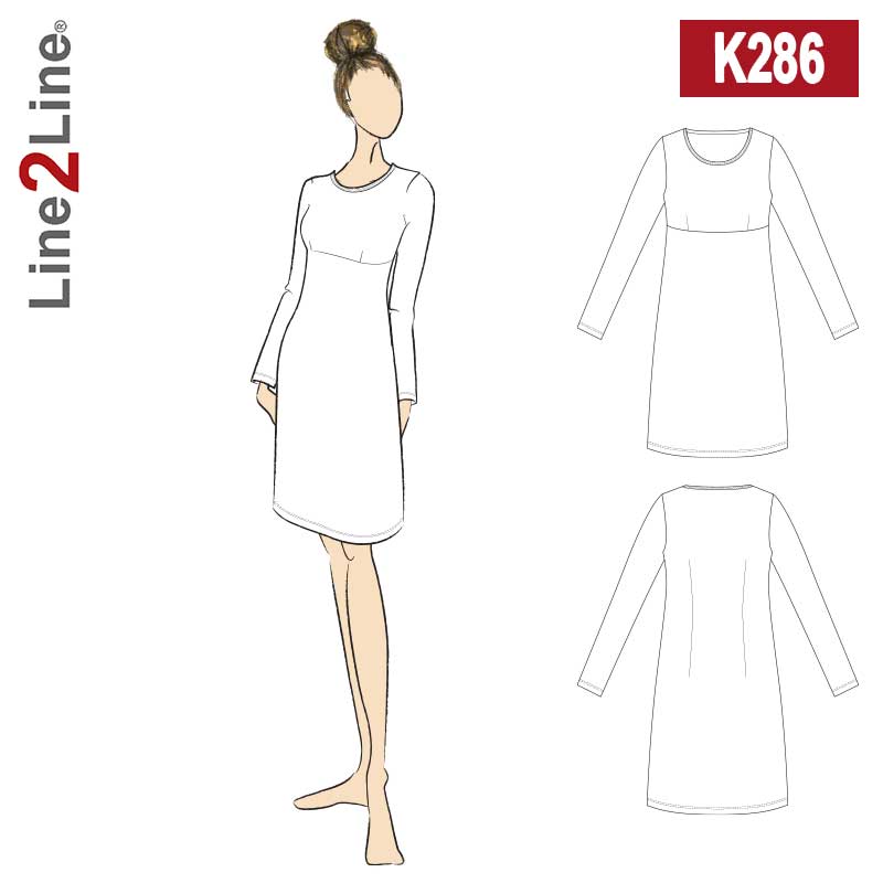 Line2Line K286 Kjole med empiresnit - KreStoffer