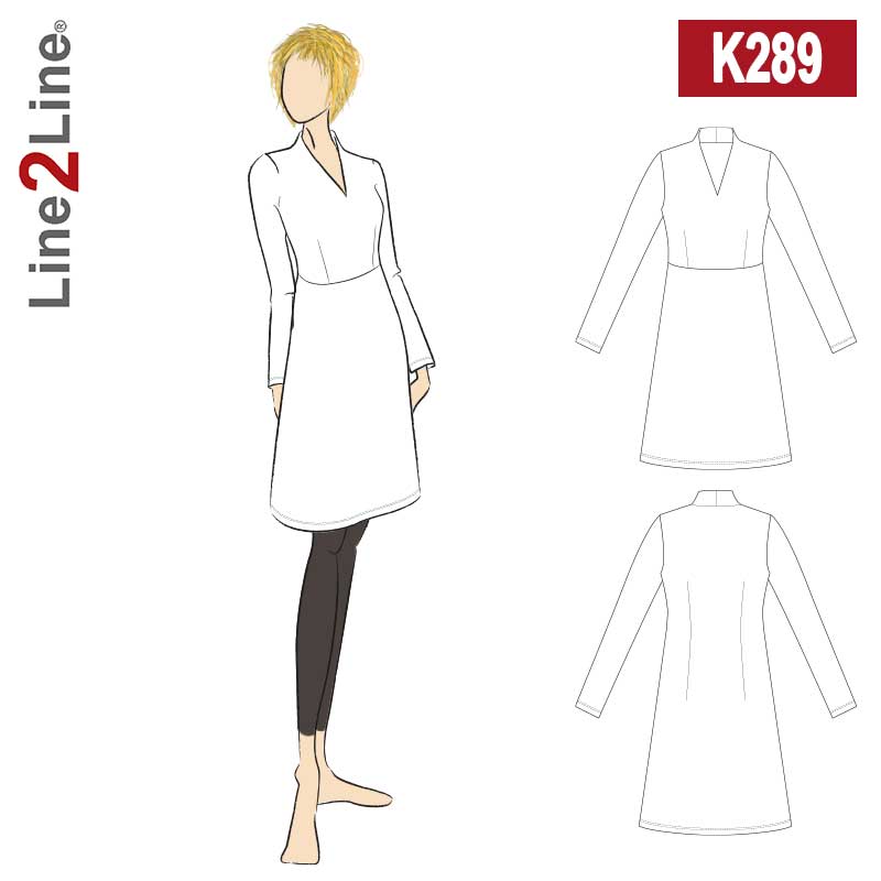 Line2Line K289 Taljeskåret kjole med ståkrave