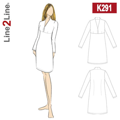 Line2Line K291 Kjole med empiresnit og ståkrave - KreStoffer