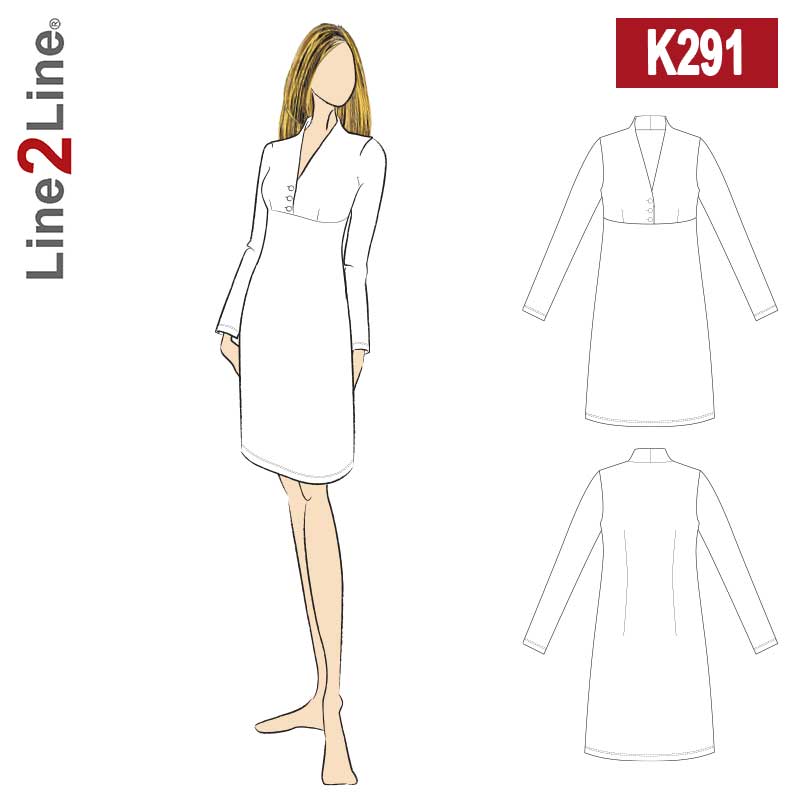 Line2Line K291 Kjole med empiresnit og ståkrave